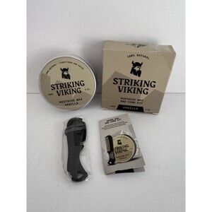 Striking Viking Mustache Wax & Comb Kit Vanilla 2oz 100% Natural NEW